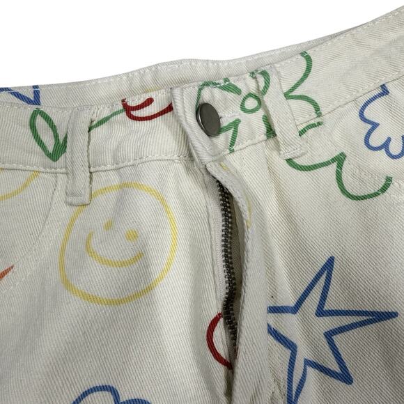 Princess Polly Emerson Pants Peace Love Ecru Doodle Size 6 - Picture 3 of 7